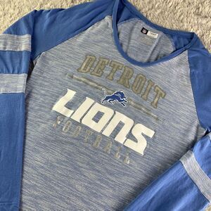 Detroit Lions Shirt Womens Medium Blue White Raglan Long Sleeve NFL Football
